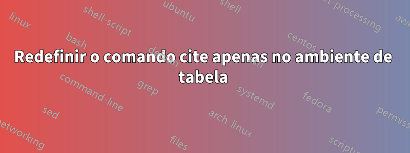 Redefinir o comando cite apenas no ambiente de tabela