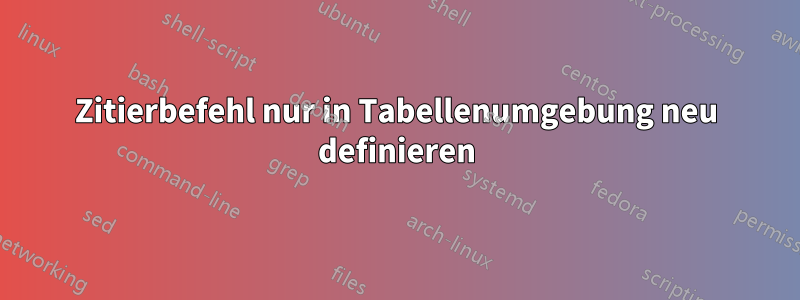 Zitierbefehl nur in Tabellenumgebung neu definieren