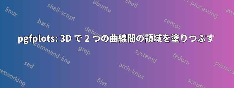 pgfplots: 3D で 2 つの曲線間の領域を塗りつぶす
