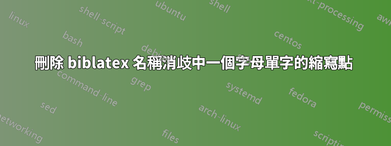 刪除 biblatex 名稱消歧中一個字母單字的縮寫點