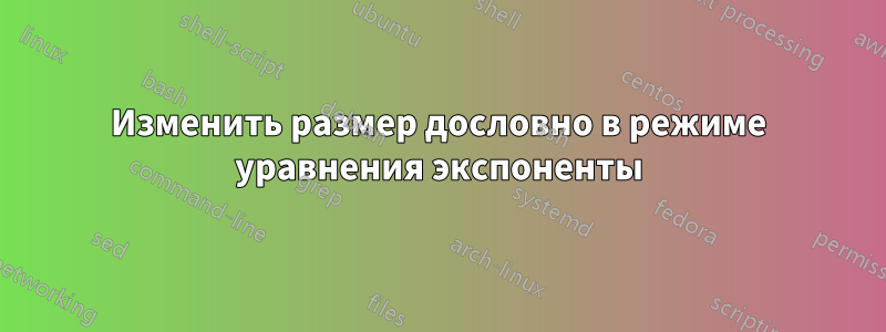 Изменить размер дословно в режиме уравнения экспоненты