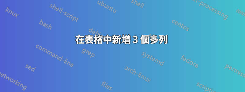在表格中新增 3 個多列