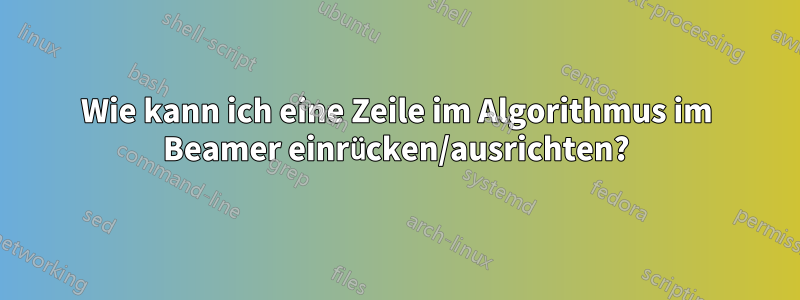 Wie kann ich eine Zeile im Algorithmus im Beamer einrücken/ausrichten?