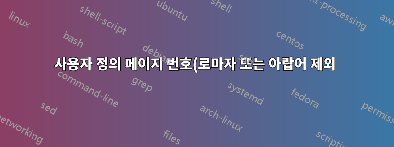 사용자 정의 페이지 번호(로마자 또는 아랍어 제외)?