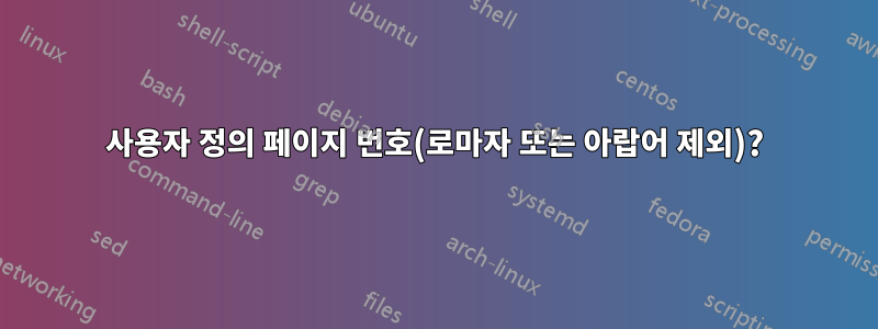 사용자 정의 페이지 번호(로마자 또는 아랍어 제외)?