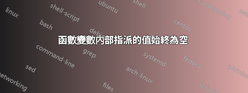 函數變數內部指派的值始終為空