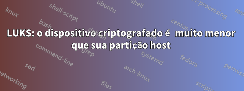 LUKS: o dispositivo criptografado é muito menor que sua partição host