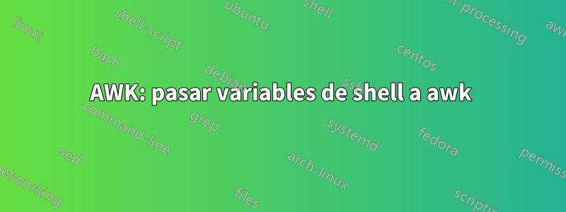AWK: pasar variables de shell a awk