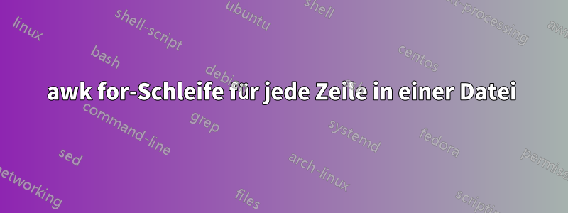 awk for-Schleife für jede Zeile in einer Datei