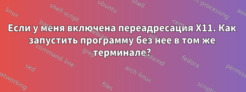 Если у меня включена переадресация X11. Как запустить программу без нее в том же терминале?