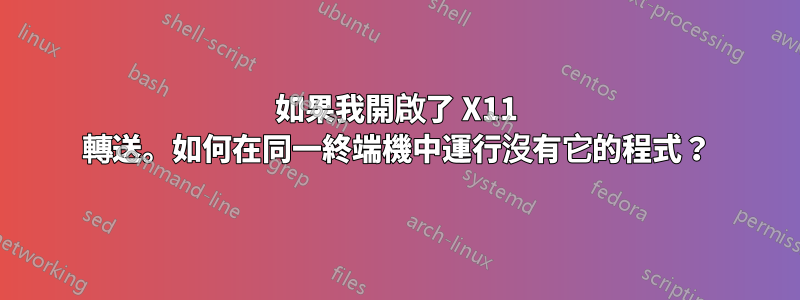 如果我開啟了 X11 轉送。如何在同一終端機中運行沒有它的程式？