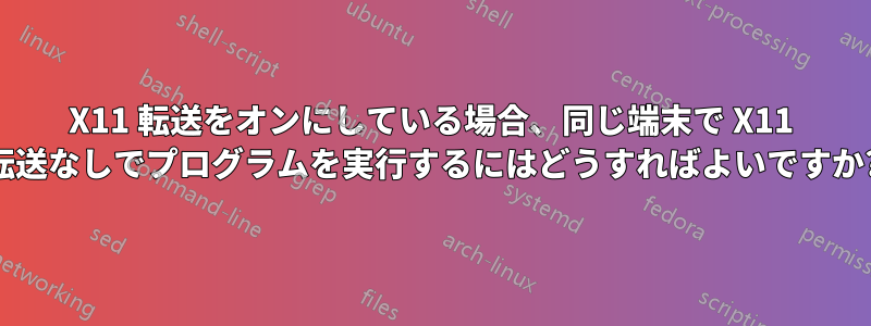 X11 転送をオンにしている場合、同じ端末で X11 転送なしでプログラムを実行するにはどうすればよいですか?