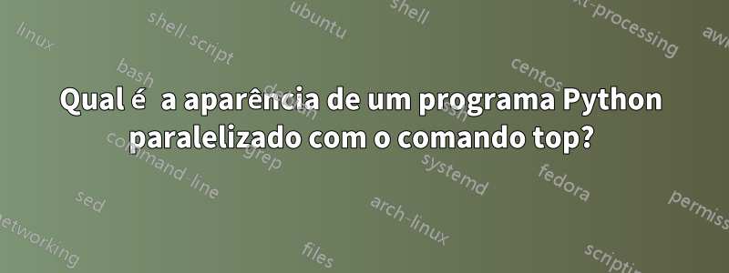 Qual é a aparência de um programa Python paralelizado com o comando top?
