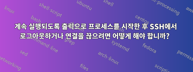 계속 실행되도록 출력으로 프로세스를 시작한 후 SSH에서 로그아웃하거나 연결을 끊으려면 어떻게 해야 합니까? 