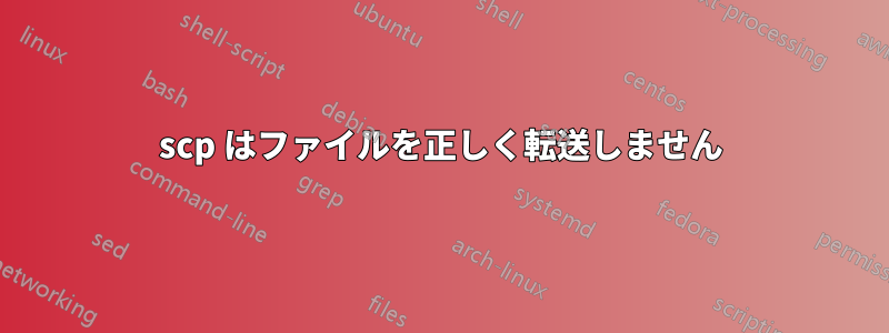 scp はファイルを正しく転送しません