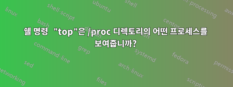 쉘 명령 "top"은 /proc 디렉토리의 어떤 프로세스를 보여줍니까?