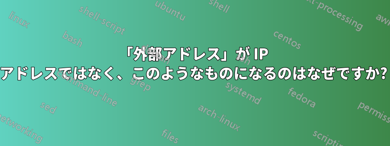 「外部アドレス」が IP アドレスではなく、このようなものになるのはなぜですか?