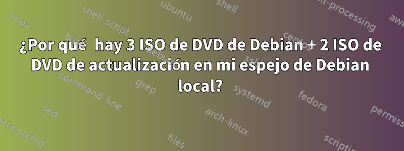 ¿Por qué hay 3 ISO de DVD de Debian + 2 ISO de DVD de actualización en mi espejo de Debian local?