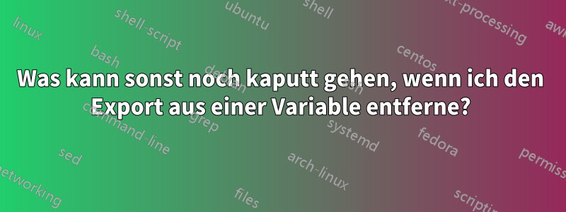 Was kann sonst noch kaputt gehen, wenn ich den Export aus einer Variable entferne?