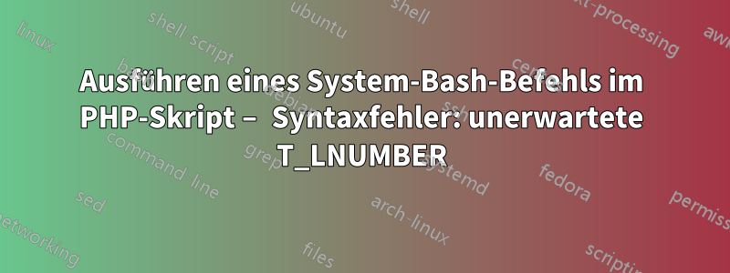 Ausführen eines System-Bash-Befehls im PHP-Skript – Syntaxfehler: unerwartete T_LNUMBER