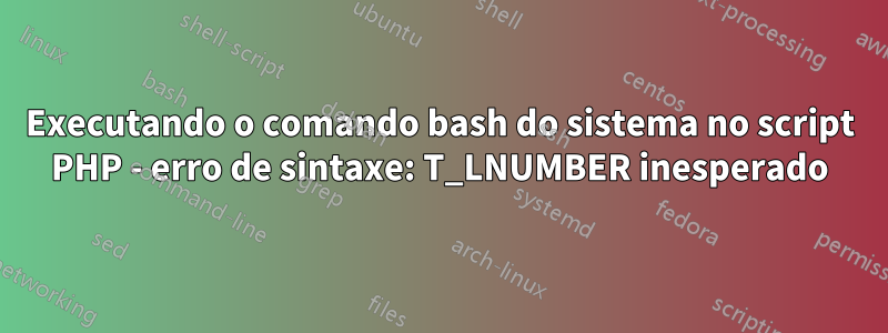 Executando o comando bash do sistema no script PHP - erro de sintaxe: T_LNUMBER inesperado