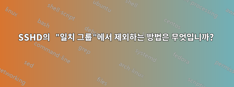 SSHD의 "일치 그룹"에서 제외하는 방법은 무엇입니까?