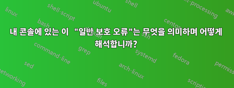 내 콘솔에 있는 이 "일반 보호 오류"는 무엇을 의미하며 어떻게 해석합니까?