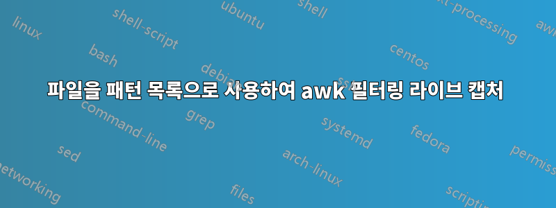 파일을 패턴 목록으로 사용하여 awk 필터링 라이브 캡처