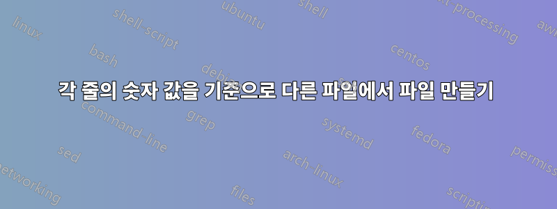 각 줄의 숫자 값을 기준으로 다른 파일에서 파일 만들기