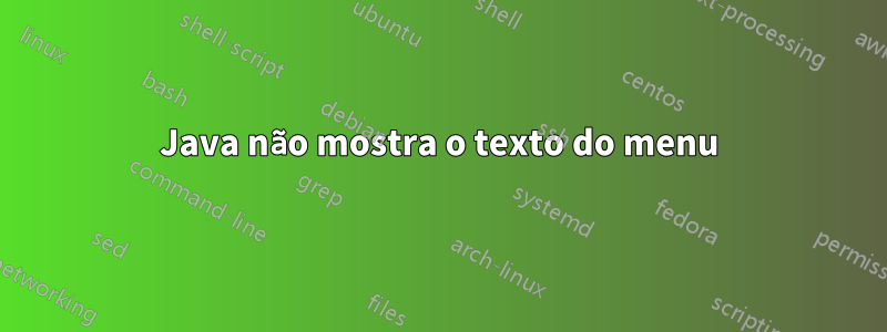 Java não mostra o texto do menu