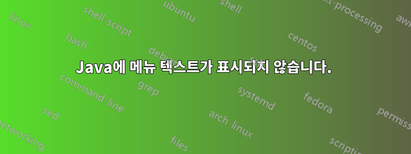 Java에 메뉴 텍스트가 표시되지 않습니다.