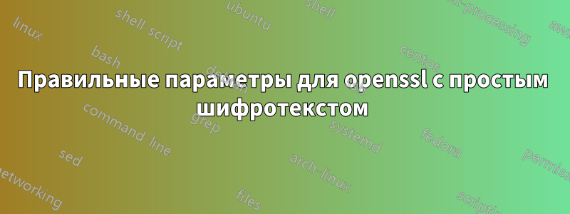 Правильные параметры для openssl с простым шифротекстом