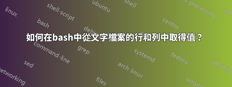 如何在bash中從文字檔案的行和列中取得值？