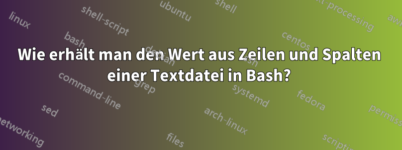 Wie erhält man den Wert aus Zeilen und Spalten einer Textdatei in Bash?