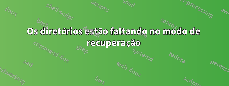 Os diretórios estão faltando no modo de recuperação