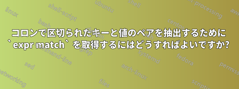 コロンで区切られたキーと値のペアを抽出するために `expr match` を取得するにはどうすればよいですか?