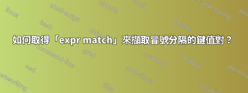 如何取得「expr match」來擷取冒號分隔的鍵值對？