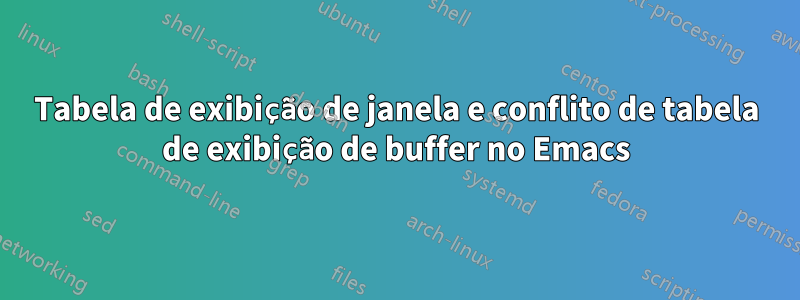 Tabela de exibição de janela e conflito de tabela de exibição de buffer no Emacs