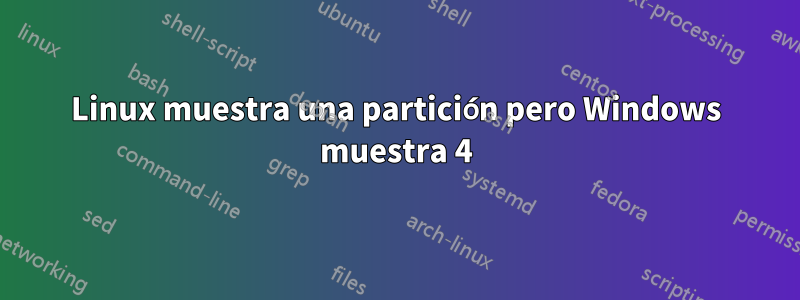 Linux muestra una partición pero Windows muestra 4