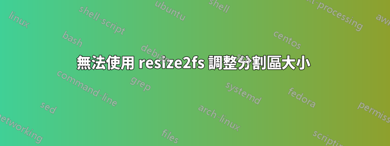 無法使用 resize2fs 調整分割區大小