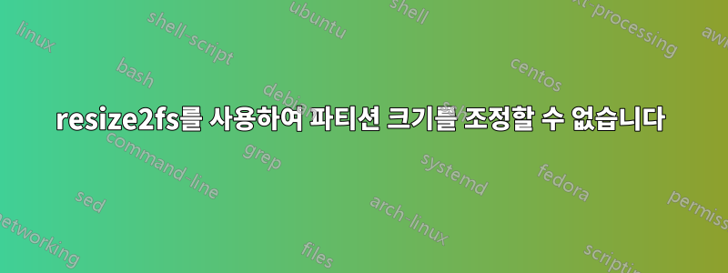 resize2fs를 사용하여 파티션 크기를 조정할 수 없습니다