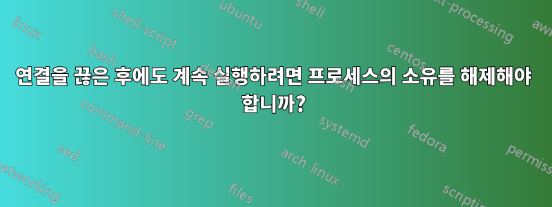 연결을 끊은 후에도 계속 실행하려면 프로세스의 소유를 해제해야 합니까?