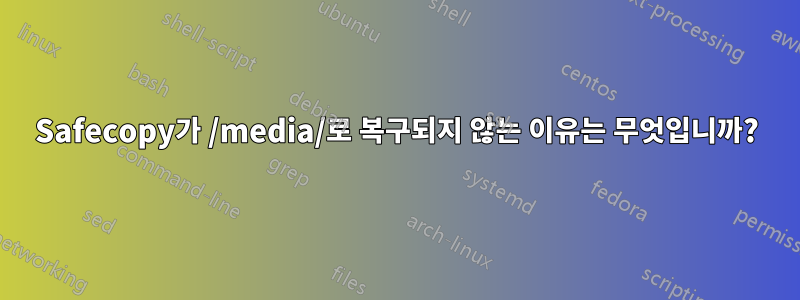 Safecopy가 /media/로 복구되지 않는 이유는 무엇입니까?