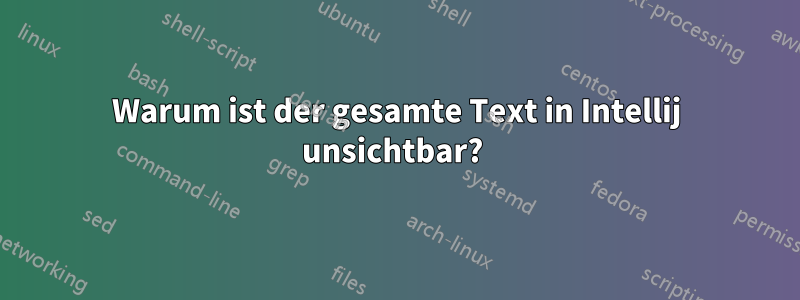 Warum ist der gesamte Text in Intellij unsichtbar? 