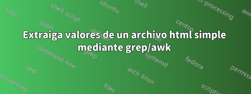 Extraiga valores de un archivo html simple mediante grep/awk