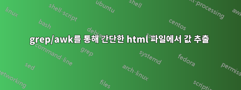 grep/awk를 통해 간단한 html 파일에서 값 추출