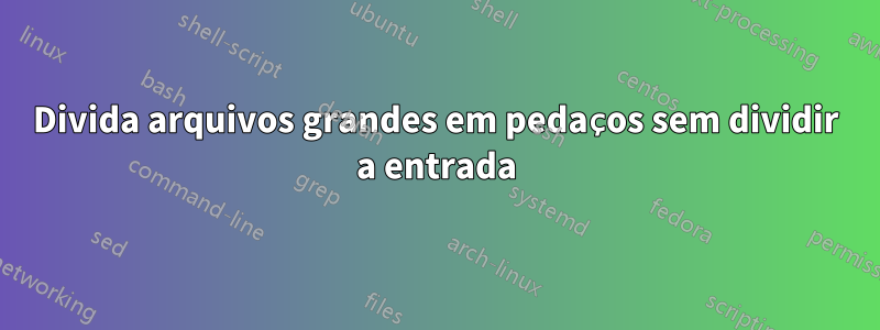 Divida arquivos grandes em pedaços sem dividir a entrada