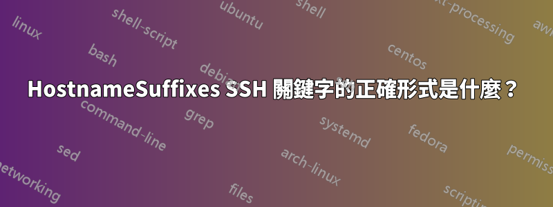 HostnameSuffixes SSH 關鍵字的正確形式是什麼？