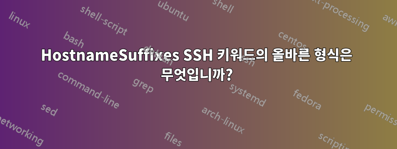 HostnameSuffixes SSH 키워드의 올바른 형식은 무엇입니까?