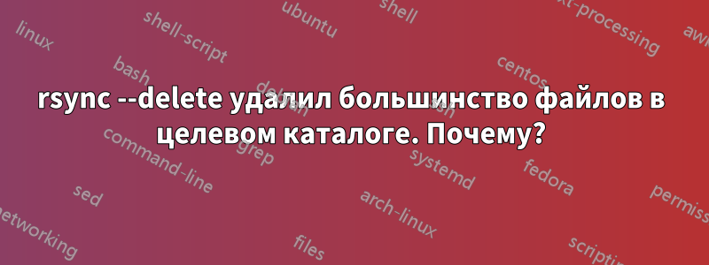 rsync --delete удалил большинство файлов в целевом каталоге. Почему?